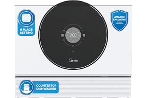Midea 6 Place Setting Table-Top Dishwasher, Ultra-Real Touch Screen, Quickload Mode, Auto Open Drying, Mirror Finish, Scratch & Stain Resistant- WQP6-3609W-G (White)(Amazon Exclusive)