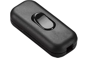 LbsAMP 1 Pièces Interrupteur Torpedo 250V / 6A Interrupteur à Cordon en Ligne Interrupteur à Touche Basculante 2 ou 3 Ligne Interrupteur Lampe de Chevet pour Petit Appareil ou Lampe - Noir