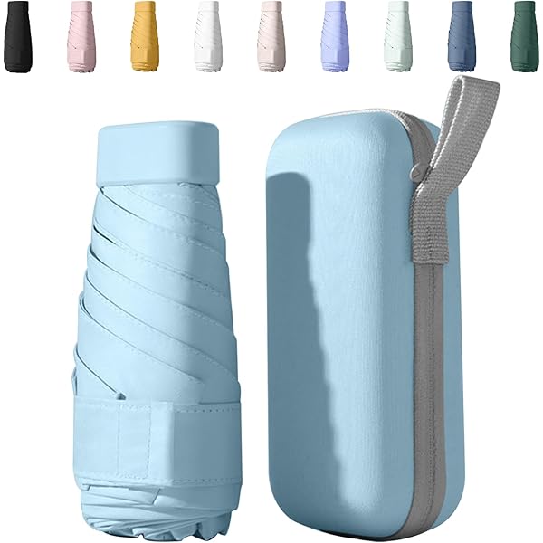 Aolso Reisparaplu, 6 ribben, mini-uv-opvouwbare zonneparaplu, winddichte regenbescherming met capsulekoffer, draagbaar zakformaat voor dames en heren, Verloop Roze, Durchmesser 90 cm, Höhe 52 cm