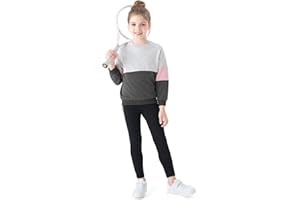 PATPAT Tuta Bambina Ragazze 2 Pezzi: Felpa Girocollo Colorblock + Leggings Sportivi Elasticizzati, Completo Sportivo per Scuola Jogging Allenamento Tempo Libero Autunno Inverno, 5-14 Anni 110-164 cm