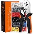 Wire Crimping Tool Kit with Wire Stripping Pliers, Ferrule Crimping Tool Kit, Self-Adjusting Square Wire Crimper Plier for AWG 23-7 with 1200PCS Assortment Ferrule Wire Copper Crimp Connector