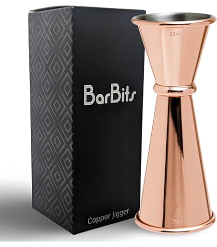 Final Touch Copper Collection Yarai Jigger In Acciaio Inox Placcato Rame | Dosatore Per Cocktail 60 Ml Con Segni In Oz E Ml - 2