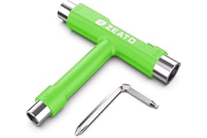 Zeato All-in-One Skate Tools Werkzeuge für Skateboards Multifunktionale Tragbar Skateboard T Tool Zubehör mit T-Type Schlüssel und L-Type Kreuzschlitz-Schlüssel Schraubenzieher Longboard Schrauben Set