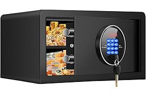 MEJASG 52L Tresor Feuerfest, Diebstahlsicherer Hotelsafe mit Zahlenschloss, Digitaler Heimtresor für Laptop Dokumente Geld Medikamente Wertsachen