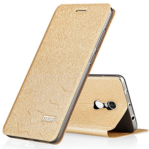 Oro Estilo de f  tbol Cuero de la PU Funda Flip Case TPU Silicona Back Cover y Protector de Pantalla Para Xiaomi Redmi Note 4 Vooway   MA00327