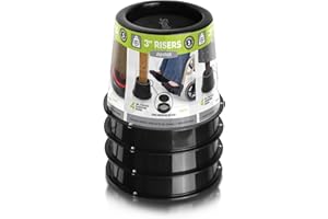 Slipstick 3 Inch Bed Risers/Furniture Raisers with Steel Reinforced Holder Top, Lifts Height 3" (4 Pack)