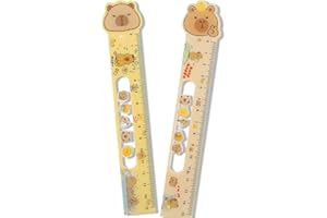 DIFLAX 2 Pièces Regle Capybara, Regle 15 cm Incassable Animaux mignons Règle en Plastique et Flexible pour Le Bureau, Ensemble Papeterie Capybara, L'éCole, L'Atelier et La Maison