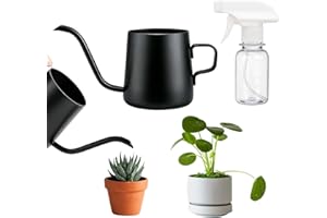DXPETA Indoor Watering Can Set, 250ml Black and 150ml Transparent Mini Watering Cans for House Plants, Desk Plants, and Small Gardens, Precise Watering with Long Spout