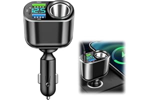 QKHCABLE USB C Car Charger Cigarette Lighter Splitter 111W, 30W PD Car Charger, 66W USB Superfast Charging, 90W Car Cigarette Lighter with LED Voltmeter for Phone, iPad, GPS, Dash Cam and More