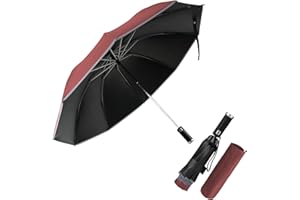 Pioggistar Wiatroszczelny składany parasol, automatyczny parasol wsteczny, duży deszcz 10 wzmocnionych żeber dla mężczyzn i kobiet, wyposażony w latarkę, średnica 105 cm
