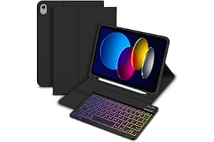 Bettdow for iPad 10th Generation 2022 Keyboard Case, Detachable Wireless Backlit Keyboard, Protective Case with Pencil Holder for iPad 10th Generation 10.9 Inch 2022 (Black)