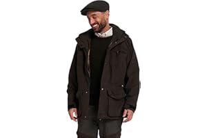JACK PYKE Ashcombe Waterproof Jacket for Men – Breathable Field Coat with Zipped Pockets, Removable Hood & Adjustable Fit – Ideal for Shooting, Hunting & Hiking – Green