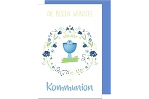 ‎EDITION SEIDEL Edition Seidel Premium Glückwunschkarte zur Kommunion mit Umschlag. Eine einzelne Karte Kommunionskarte Grusskarte Kelch Junge Mädchen (KO272 SW022)