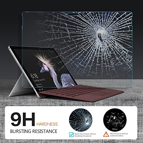 IVSO New Surface Pro Displayschutz, 9H Hardness aus, Klar Anti-Kratz, Glas Folie Schutzfolie Glas Panzerfolie Displayschutzfolie Für New Microsoft Surface Pro (12,3 Zoll) 2017, (1 Packungen x) - 6