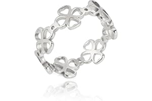 SIPURIS Bague de protection celtique en forme de trèfle à quatre feuilles porte-bonheur pour femme et adolescente