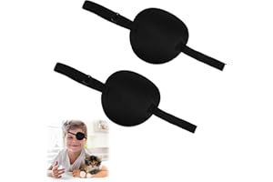 ICYWINK 2 Pièces Cache Oeil Medical pour Adulte et Enfant, Patchs Oculaires Médicaux, Cache-œil Pirate, Patchs Yeux Strabisme Ajustables Confortables, Pansements Oculaires Médicaux (Noir)