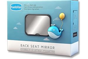 FUNBLISS Retroviseur Voiture Bebe, Aucun Assemblage Requis,Miroir Siège Arrière de Bébé, Sécurité, Claire de Vue Avec Une Rotation 360°& Fonction d'Inclinaison Noir