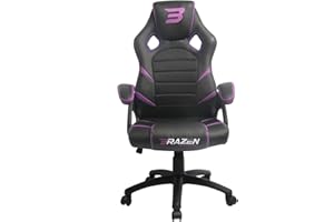 BraZen Puma PC Gaming Chair for Adults Ergonomic Office Computer Chairs Gaming for Adults Video Games Seat Ergonomic Office Computer Video Games Seat Black Purple