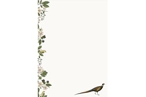 M & G MUSTARD & GRAY Writing Paper, A5 120gsm, 148x210mm, Illustrations, British, Set (Pheasant, 12 Sheets)