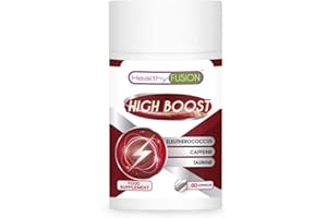 Healthy Fusion Taurine + Caffeine + eleutherococcus | Powerful energiser and Natural Energy Booster | Eliminates Fatigue, Improves Physical Endurance and enhances Muscle Performance | 60u