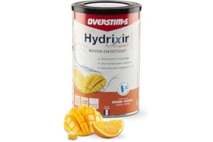 OVERSTIM.s– Boisson Hydrixir Antioxydant (600g) - Boisson énergétique isotonique pour le sport – Electrolytes (sodium,magnésium) – Vit.B1, B6,C,E – Réduction de la fatigue - Saveur Orange Mangue