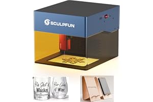sculpfunDIY iCube 5W Máquina de grabado láser, grabado de escritorio con cortador láser, velocidad de 10000 mm/min, enfoque láser de 0,06 mm 130x130 mm