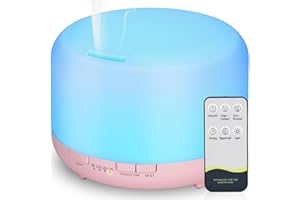 Hianjoo Dyfuzor olejków eterycznych 450 ml, ultradźwiękowy nawilżacz powietrza do aromaterapii z 7 kolorami LED do SPA, jogi, sypialni(różowy)