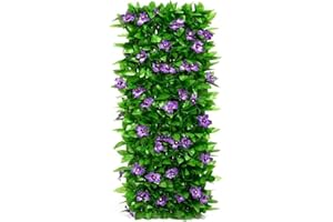 JDKJAG Max 200 * 40cm Expanding Garden Flower Trellis Panels, Privacy Screen Garden, Fence Screening, Gardenss Fence Screening, Gardens Fences Screeningss with Artificial Ivy and Violet Flower (1 pc)