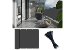 Vocray 0.9X3M Privacy Screen for Balcony Apartment Railing, Sun Protection Balcony Netting, Wind and Dust Barrier, Mesh Fabric for Outdoor Privacy Shield, Pool, Terrace, Patio, Fence Cover(Dark Grey)