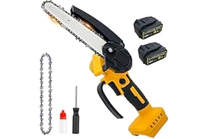 SQUAELTIRS Mini Chainsaw Cordless 6 inch,Compatible with Dewalt 20V 2X 5.5AH Battery,Electric Cordless Chainsaw with 2 Chains, Splash Guard,for Tree Branch Wood Cutting