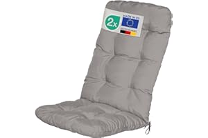 Beautissu zestaw 2 poduszek Flair HL 120x50x8cm na krzesło z wysokim oparciem, ogrodowy fotel rozkładany wypełnione miękkimi płatkami pianki w kolorze jasnopopielatym