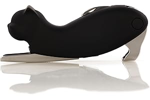 Qpractiko | Cavatappi a forma di gatto | Acciaio inox lucido, spirale teflon antiaderente, lama e apriscatole | Sistema a due tempi, design elegante | Apertura vino facilitata