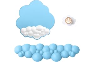 Attack Shark Cloud Poggiapolsi e Tappetino per Mouse con Sottobicchiere, Supporto Ergonomico per il Polso Della Tastiera, Sollievo dal Dolore, Base Antiscivolo, Comodo per Giocare/Digitare -Blu/Bianco