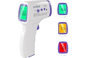 GVTECH Non-Contact Infrared Forehead Electronic Thermometer Gun Digital Thermometer Accurate & Fast Measurement with Three Color Back Light Display of Temperature Gun for Child Adult Home Health Care