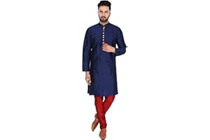 SKAVIJ Herren Tunika Kurta Pyjama Kariert Party Bekleidung Kleid