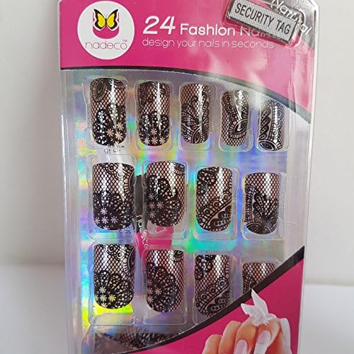 24 Light Pink Lace/Henna Design Stick-on Nails