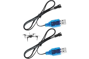 UNILLEA SM-2P Chargeur Batterie, 2pcs Câble USB 3.7V 400mA avec Prise, pour Batterie Lithium Voiture RC Drone Télécommandée, IC Intelligent Protection Charge Stable LED Compact Sécurisé Léger