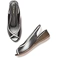 Marc Loire Women's Open Toe Block Heel Metallic Fashion Sandals for Everyday