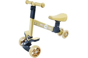 Calma Dragon Triciclo GDKWP02, Bicicleta sin Pedales para Niños, Correpasillos para Bebes, Bici para niños con Sillín Regulable, Ruedas con Luces Led (Amarillo)