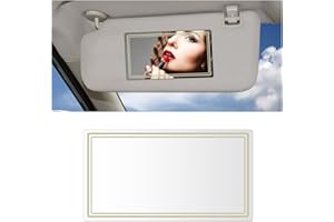 CGEAMDY Car Cosmetic Mirror, Self Adhesive Seatback Makeup Mirror for Auto Sun Shading, Stainless Steel Car Sun Visor Makeup Mirror, Mirrors for Car Visor, Vehicle Cosmetic Makeup Mirrors(Rectangular)