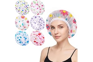 AOOWU 6 stycken duschmössor för kvinnor, vattentät återanvändbar duschmössa | Blommor elastisk duschmössa 27 cm, återanvändbara duschmössor för kvinnor kosmetika hem hotell resor salong