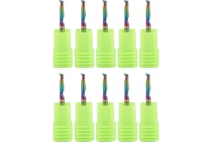 TRVOXVIQ 10 PCS CNC Single Flute Router Bits DLC Coating End Mill 1/8 Inch Shank,1/8 Inch Cutting Dia, 12mm（0.472”) Cutting Length, Solid Tungsten Carbide Alloy CNC Bits Mill, Milling Cutter for Aluminum