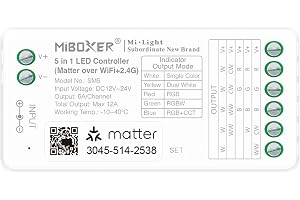 LIGHTEU, Miboxer Matter Over WiFi 2,4 GHz DC12-24V 5-i-1 RGBCCT LED-styrenhet certifierad matt stöder app fjärrkontroll matt