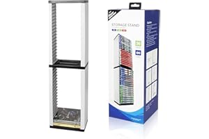 SOONHUA Estante de disco para videojuegos,cajas de almacenamiento de DVD, soporte de torre de almacenamiento de juegos de 36 discos de CD estuche organizador soporte para Playstation 5
