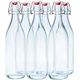Danmu Art 6PCS Glass Bottles with Swing Top - Airtight Preserve Bottles for Home Brewing Oil Vinegar Beer Wine Cider Soda - 1000ML/35oz