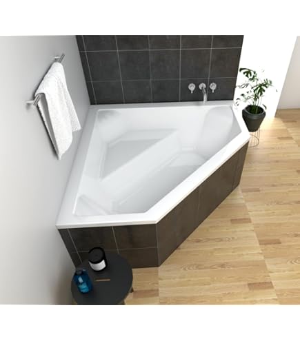 acryl half vrijstaand hoekbad rechts ribbed mat wit