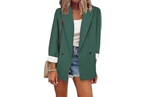 YMING Femmes Chic OL Affaires Blazer Manches Longues Boutons Manteau Affaires Couleur Unie Cardigan