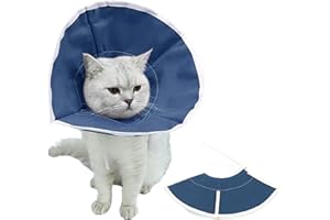 GIEEU Collar de recuperación para gatos, collar de cono ajustable suave para protección de heridas, recuperación quirúrgica, collar de recuperación de mascotas, transpirable, azul, tamaño de cuello de 25 cm