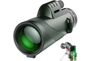 AZURAOKEY - Telescopio monoculare 80 x 100 HD, for adulti, con prisma BAK4 e lente FMC, monoculare leggero con adattatore for smartphone, adatto for bird watching, caccia, escursionismo, viaggi