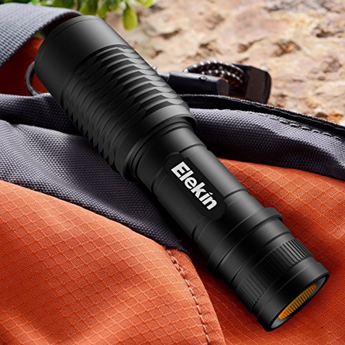 Elekin Taschenlampe Blendung CREE XML T6 Wasserdichte Teleskopfokus, 5-Gang-Modus und 360 Fahrradhalterung - 6